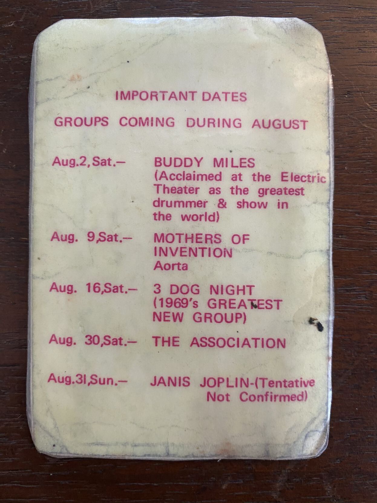 Majestic's 1969 concert schedule — Part 1